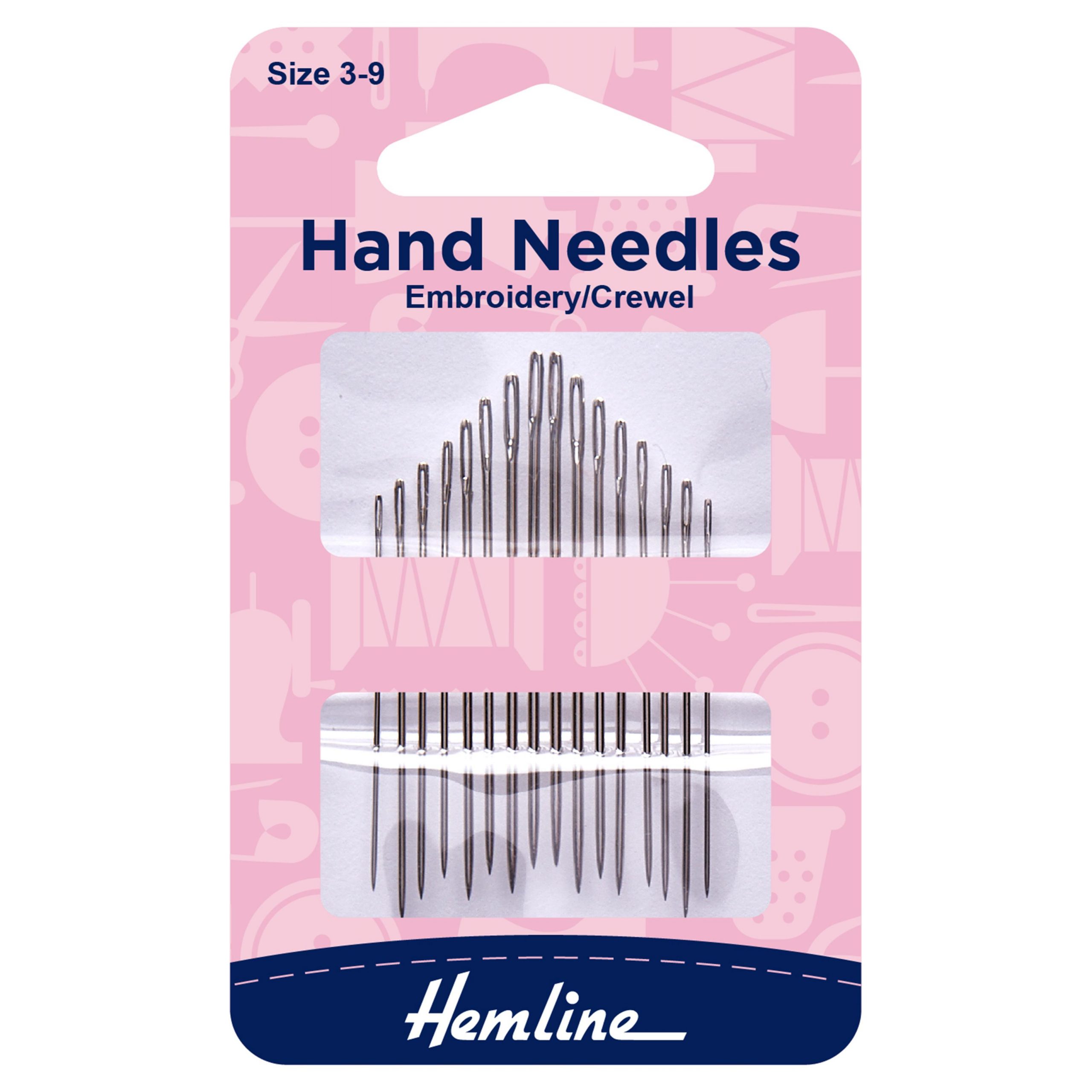 Hand Sewing Needles: Embroidery--Crewel: Size 3-9: 16 Pieces