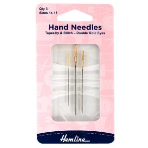 Hand Sewing Needles: Tapestry & Stitch: Double Gold Eye: Size 14-18: Pack of 3