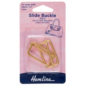 Slide Buckles: 30mm x 16mm: Gold: 2 Pieces