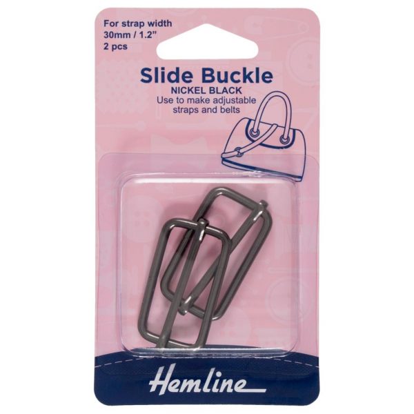 Slide Buckles: 30mm x 16mm: Nickel Black: 2 Pieces