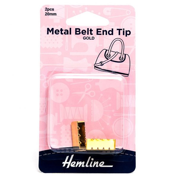 H4507 20 GD Metal Belt-End Tips: 20mm: Gold: 2 Pieces