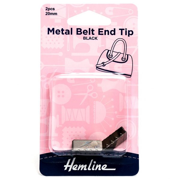 H4507 20 NB Metal Belt-End Tips: 20mm: Nickel Black: 2 Pieces