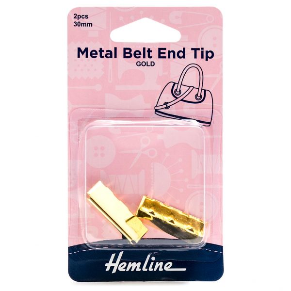 Metal Belt-End Tips: 30mm: Gold: 2 Pieces