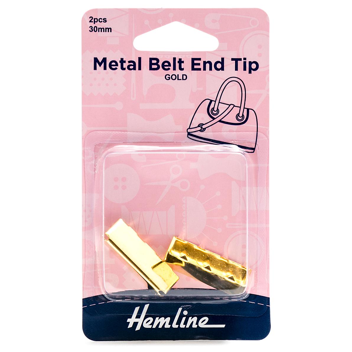 Metal Belt-End Tips: 30mm: Gold: 2 Pieces