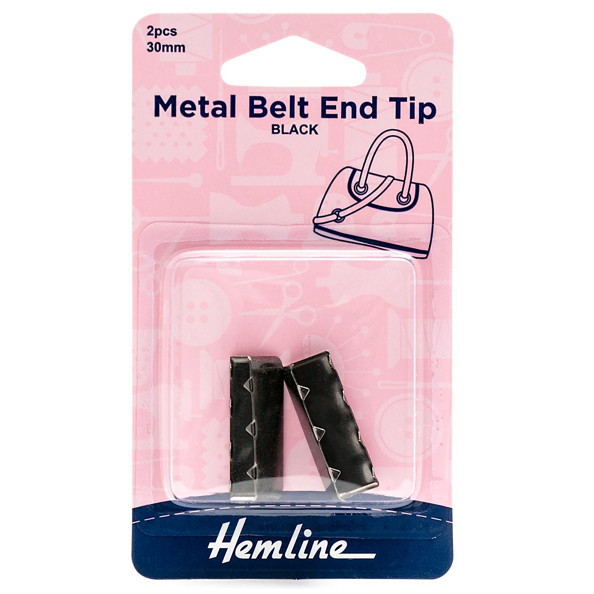 Metal Belt-End Tips: 30mm: Black: 2 Pieces