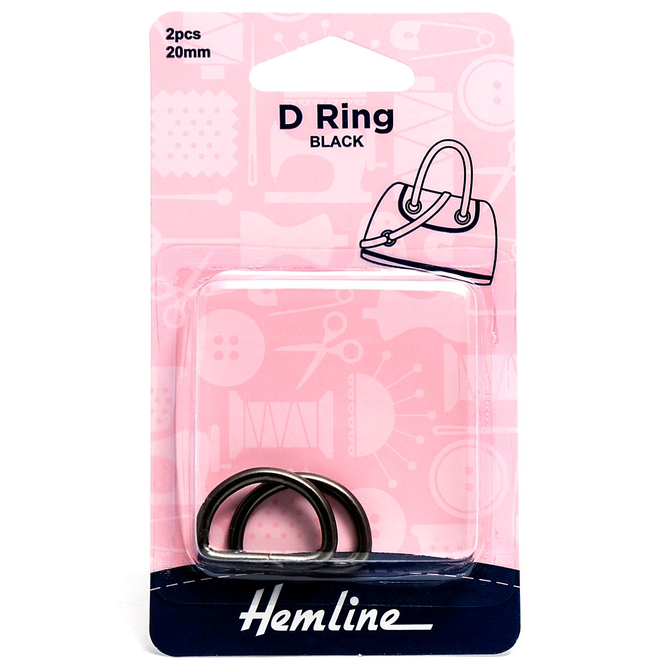 D Ring: 20mm: Nickel Black: 2 Pieces