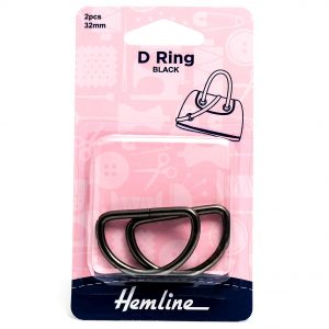 D Ring: 32mm: Nickel Black: 2 Pieces