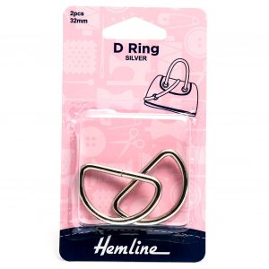 D Ring: 32mm: Nickel: 2 Pieces