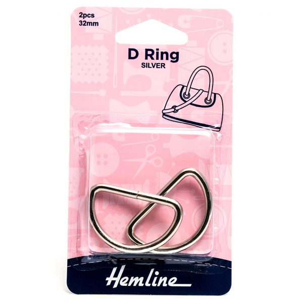 D Ring: 32mm: Nickel: 2 Pieces