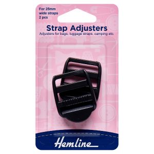 Strap Adjustable Buckle: 25mm: Black: 2 Pieces