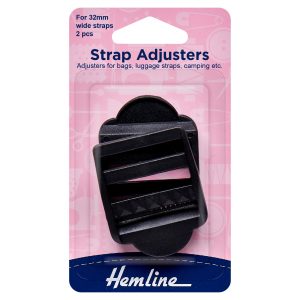 Strap Adjustable Buckle: 32mm: Black: 2 Pieces
