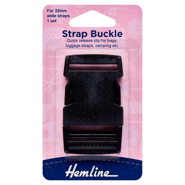 Strap Buckle: 32mm: Black: 1 Piece