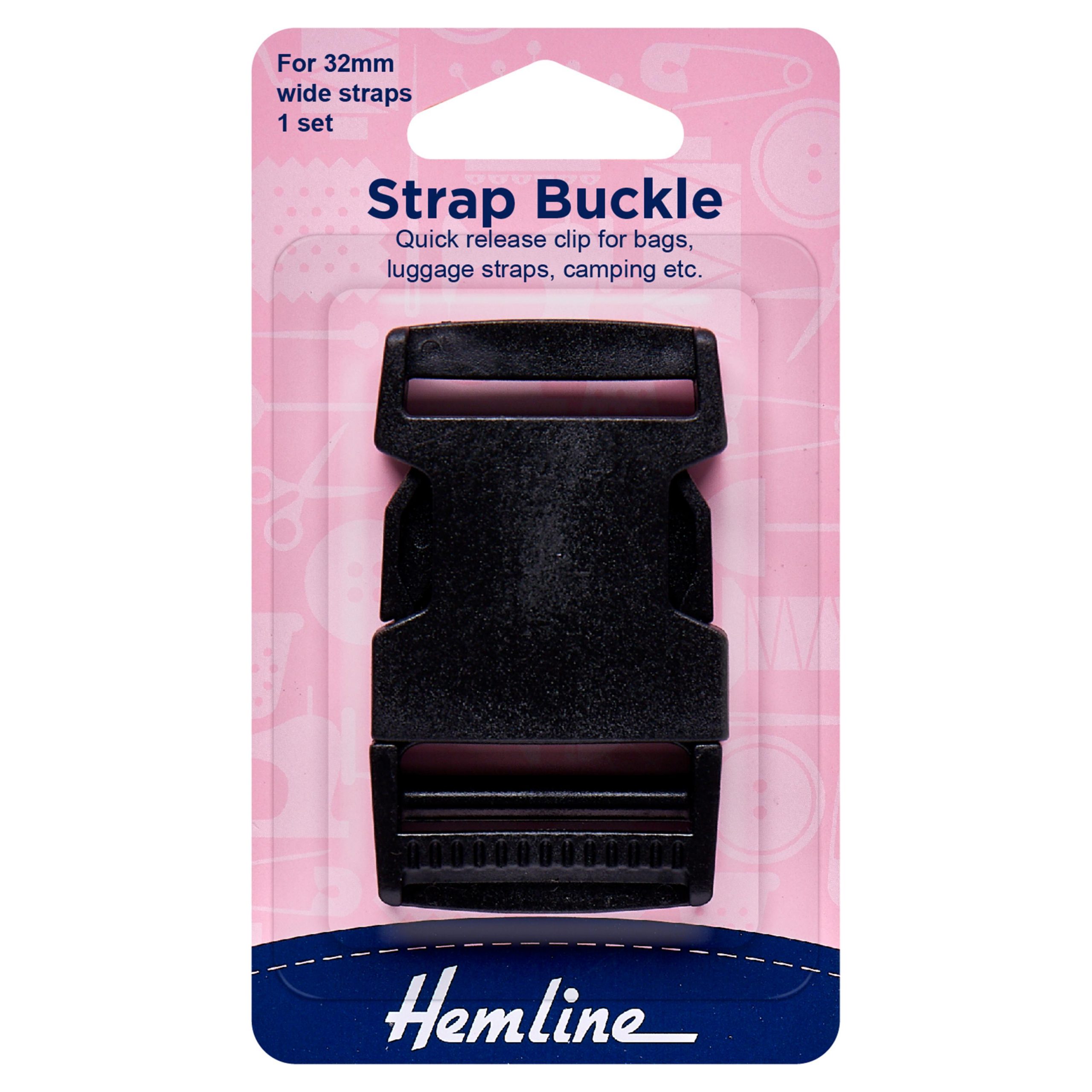 Strap Buckle: 32mm: Black: 1 Piece