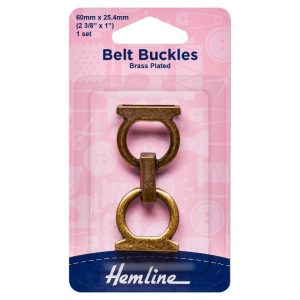 Buckle: Belt: 60 x 25.4mm: 1 Piece: Brass