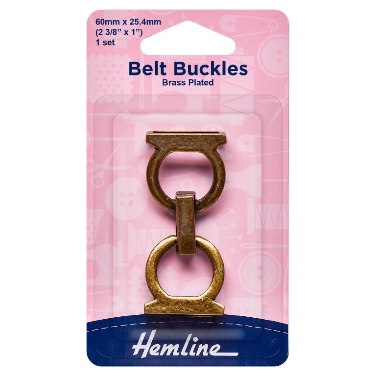 Buckle: Belt: 60 x 25.4mm: 1 Piece: Brass