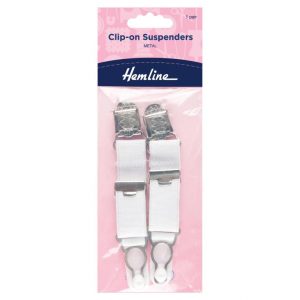 Clip-on Suspenders: White: 1 Pair