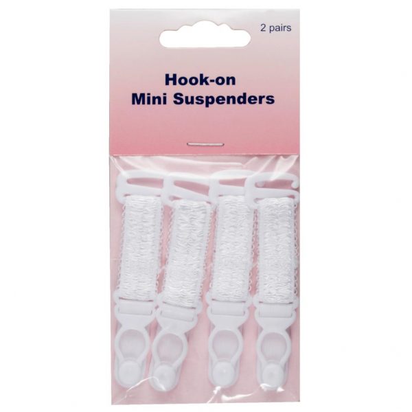 Hook-on Mini Suspenders: White: 2 Pairs