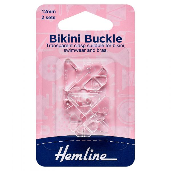 Bikini Buckles: 12mm: Clear: 2 Sets