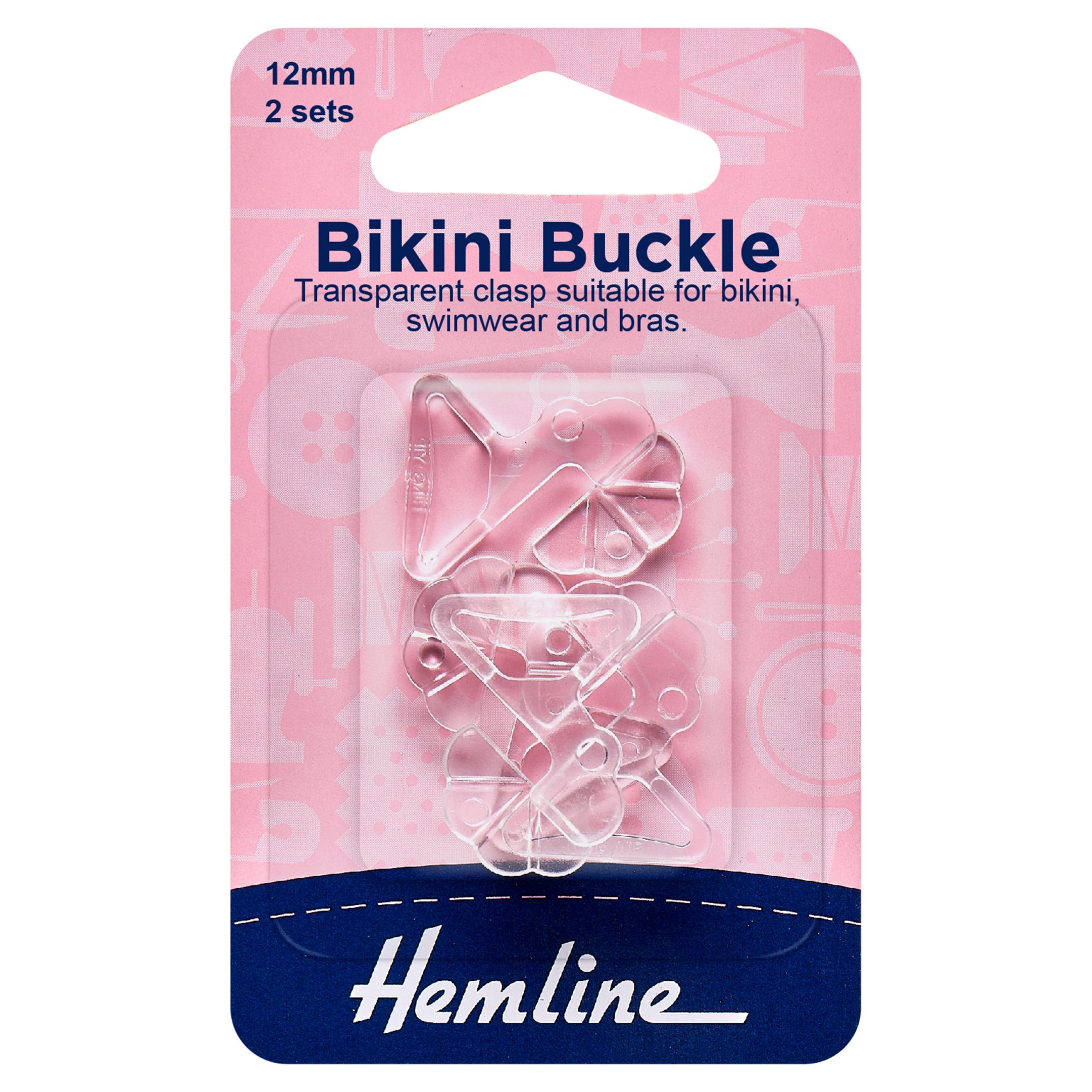 Bikini Buckles: 12mm: Clear: 2 Sets