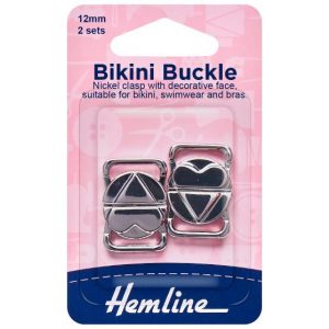 Bikini Buckles: 12mm: Nickel: 2 Sets