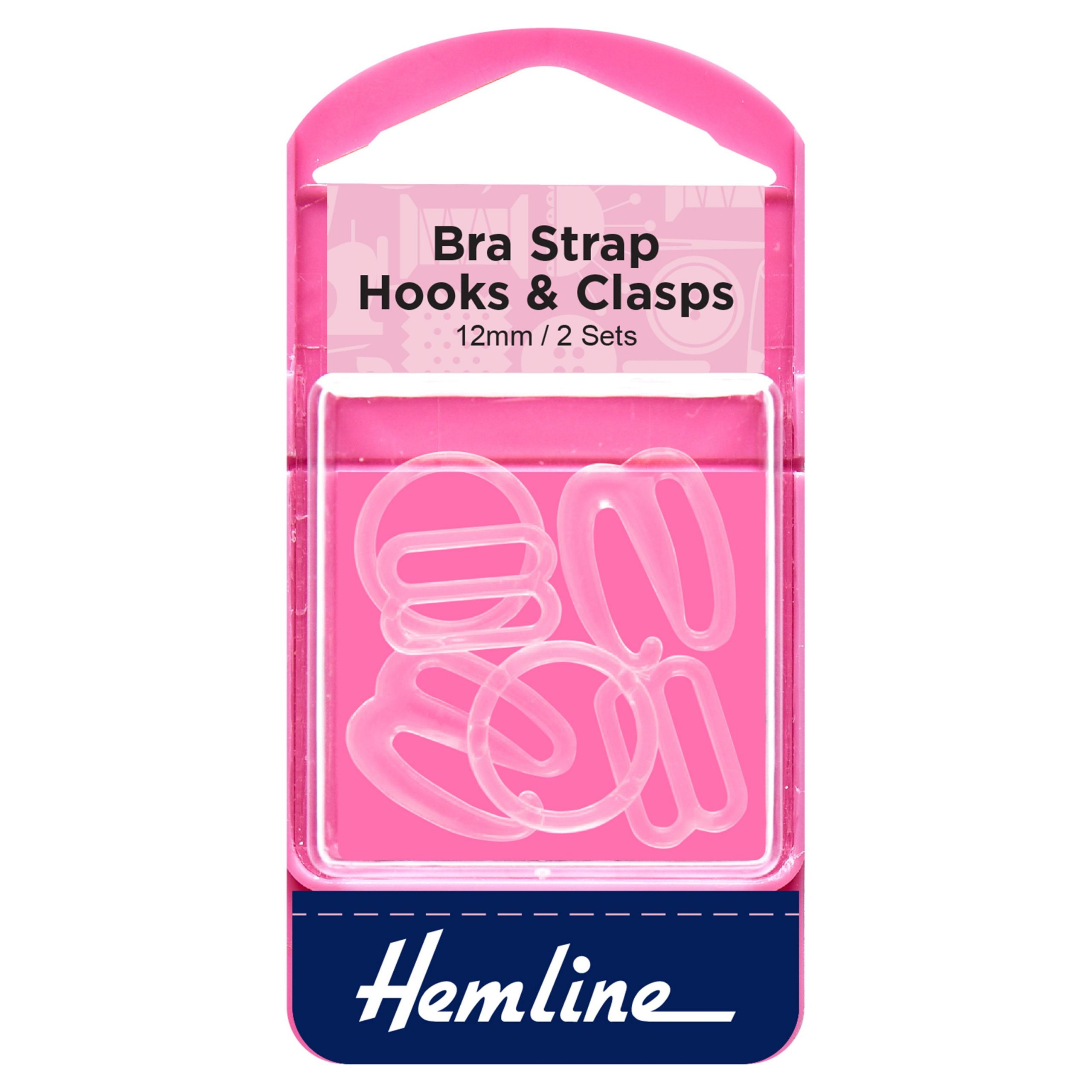 Bra Hooks & Clasps: Clear: 12mm
