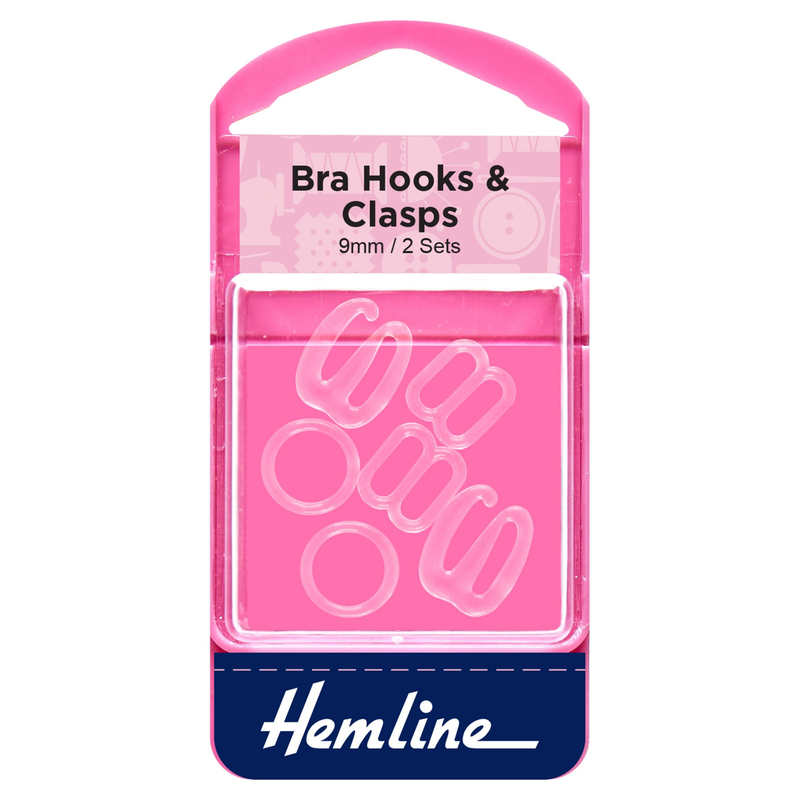 Bra Hooks & Clasps: Clear: 9mm