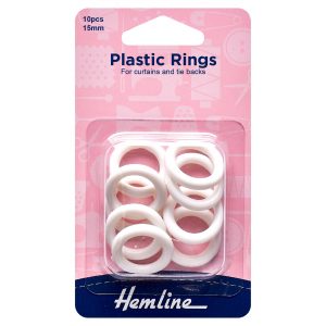 Plastic Curtain Rings: White: 15mm: 10 Pieces