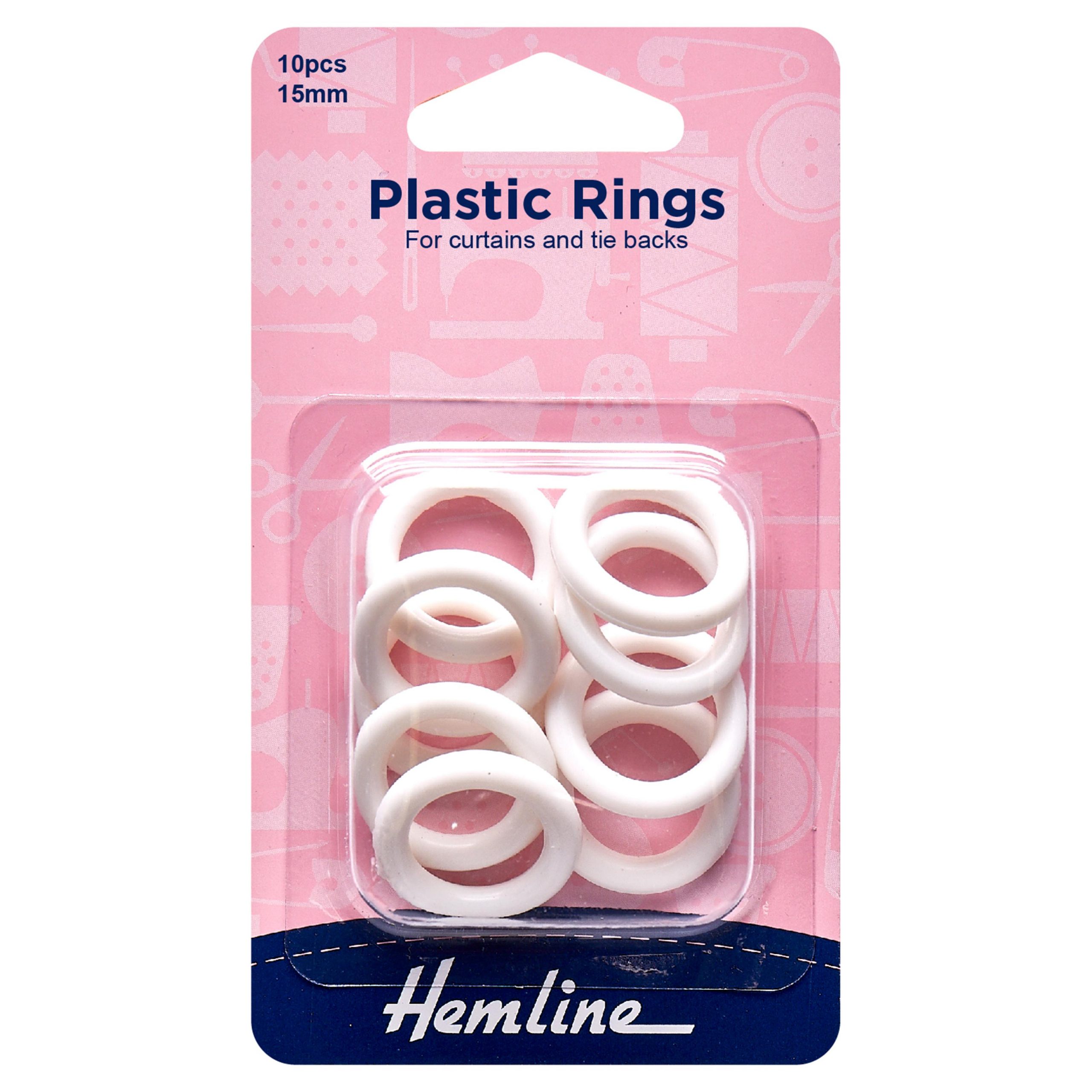 Plastic Curtain Rings: White: 15mm: 10 Pieces