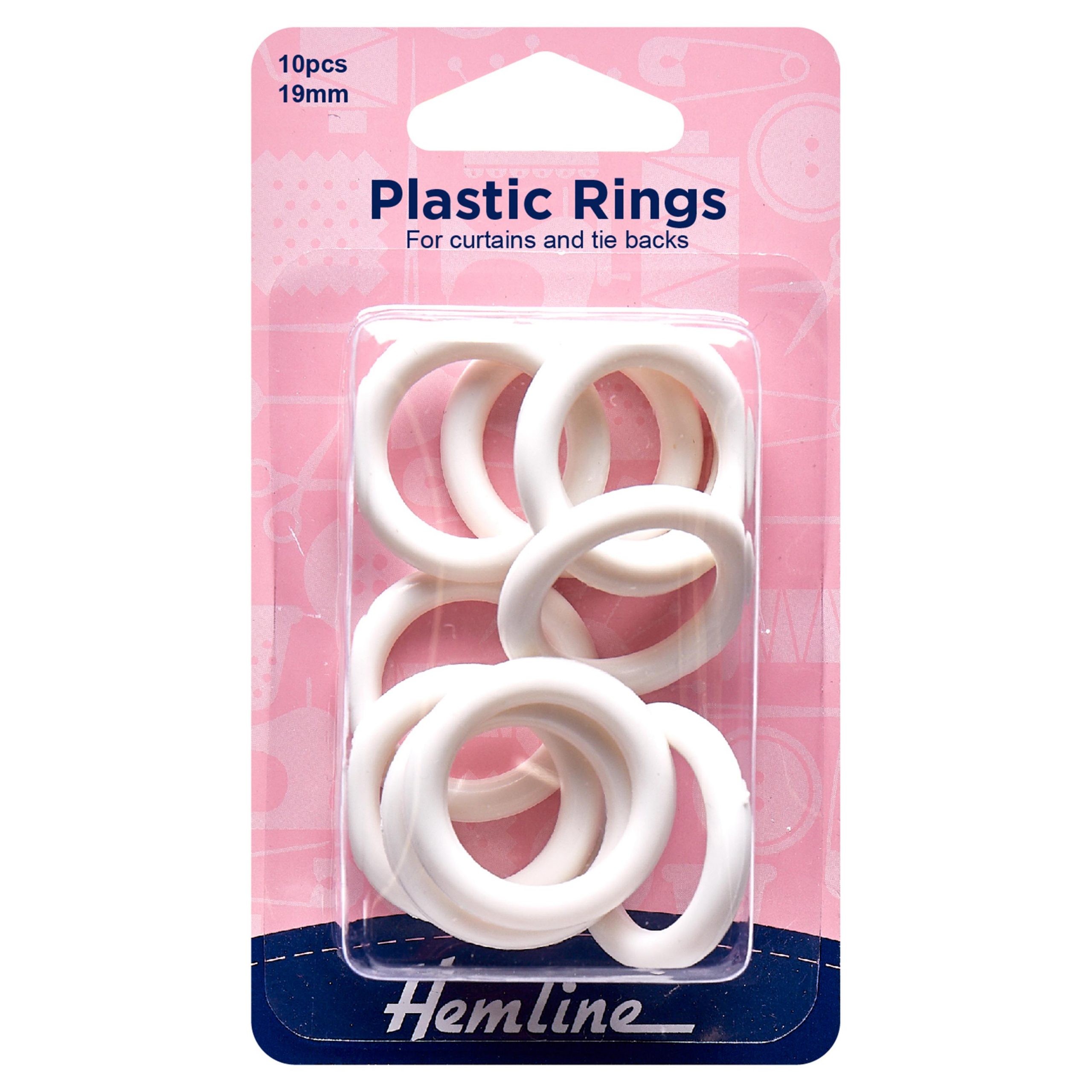 Plastic Curtain Rings: White - 19mm - 10pcs