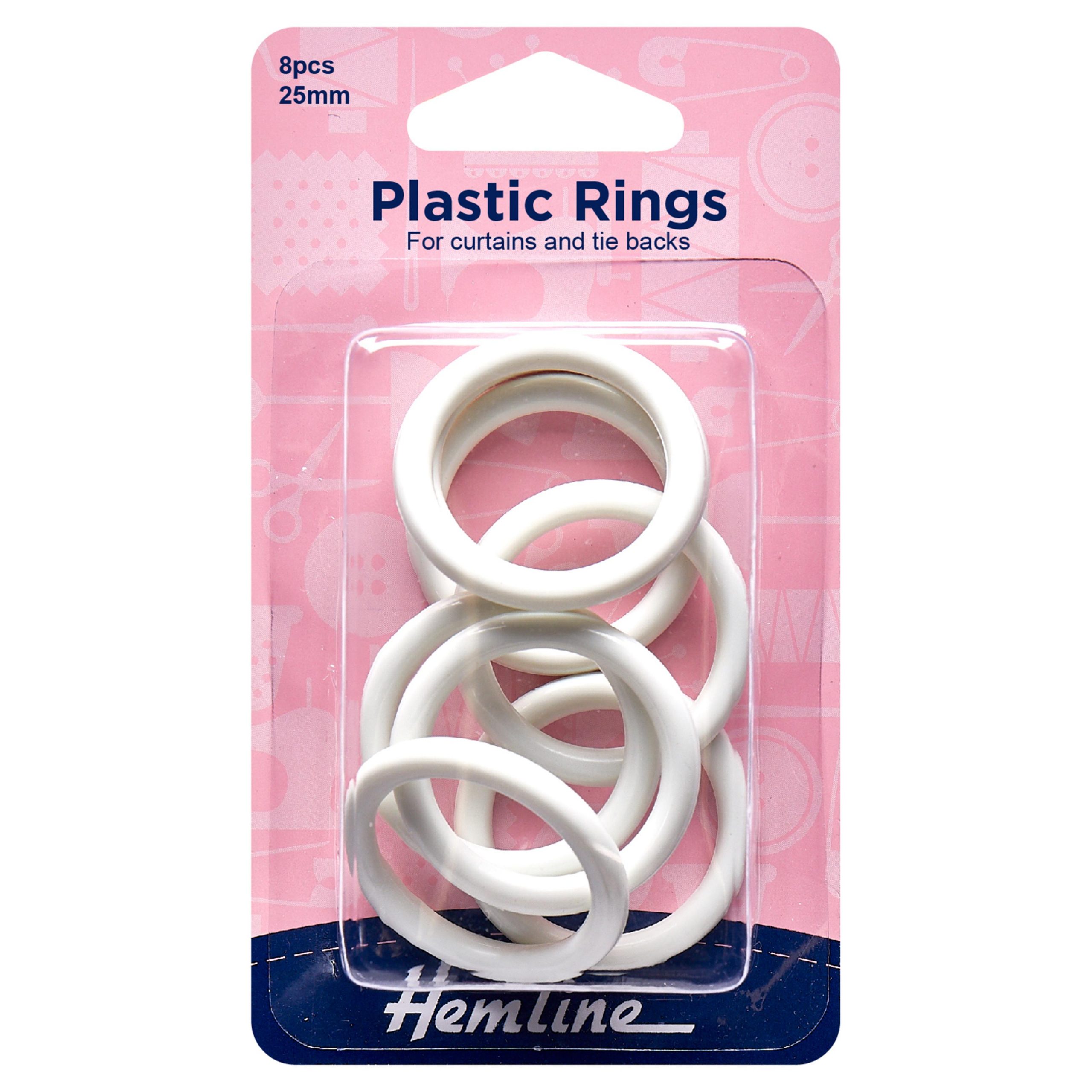 Plastic Curtain Rings: White: 25mm: 8 Pieces