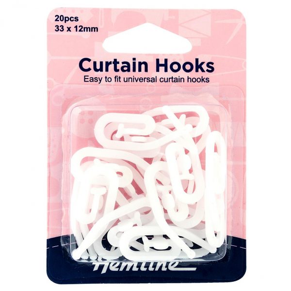 Curtain Hooks: Standard: 33 x 12mm: 20 Pieces
