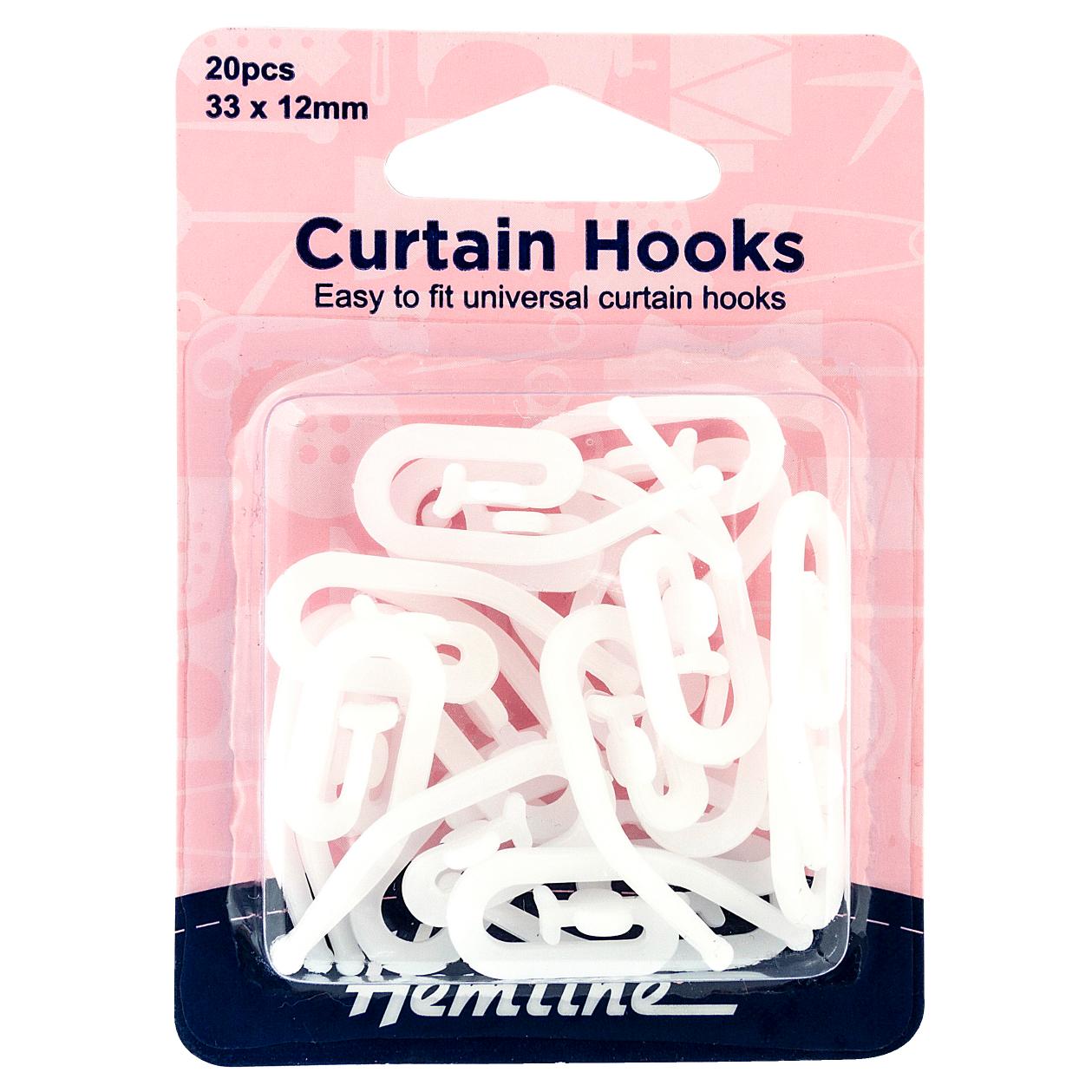Curtain Hooks: Standard: 33 x 12mm: 20 Pieces