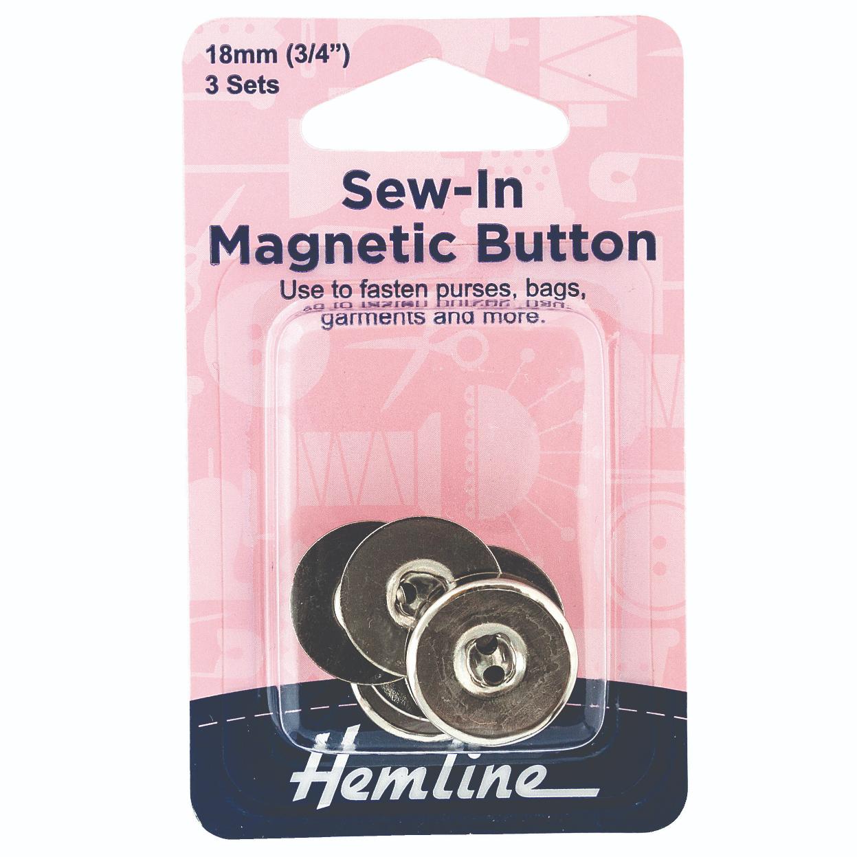 Button: Magnetic: Sew-In: 18mm: Nickel: 3 Sets