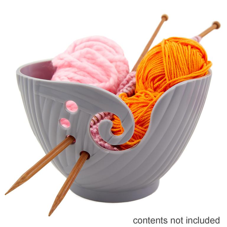 Knitting Yarn Bowl: Plastic: Cool Grey
