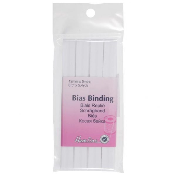 Trim: Bias Binding: Polycotton: 5m x 12mm: White