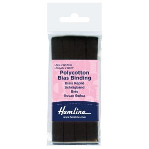 Trim: Bias Binding: Polycotton: 5m x 12mm: Black
