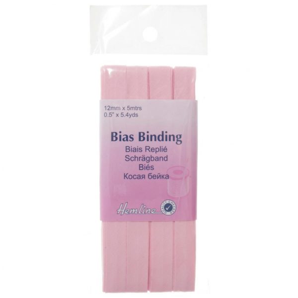 Trim: Bias Binding: Polycotton: 5m x 12mm: Baby Pink