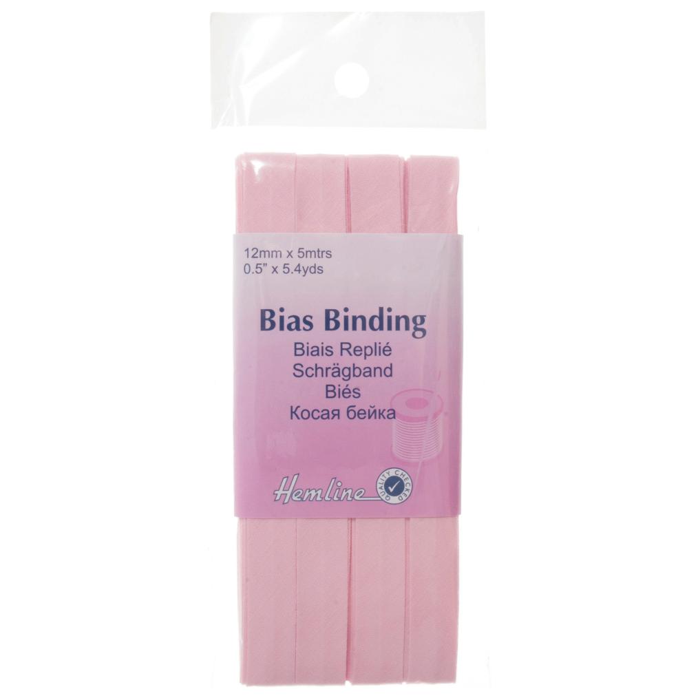 Trim: Bias Binding: Polycotton: 5m x 12mm: Baby Pink