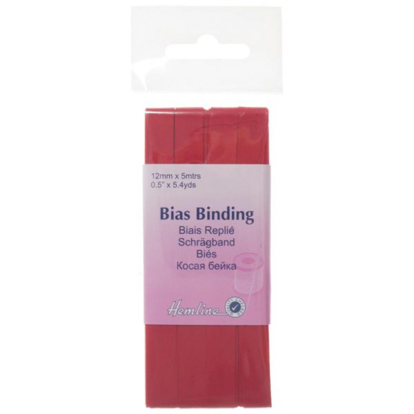 Trim: Bias Binding: Polycotton: 5m x 12mm: Red