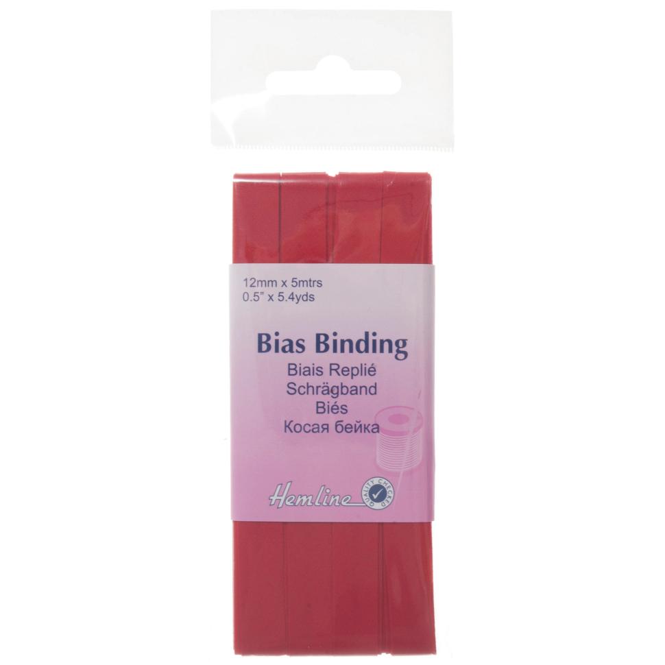 Trim: Bias Binding: Polycotton: 5m x 12mm: Red