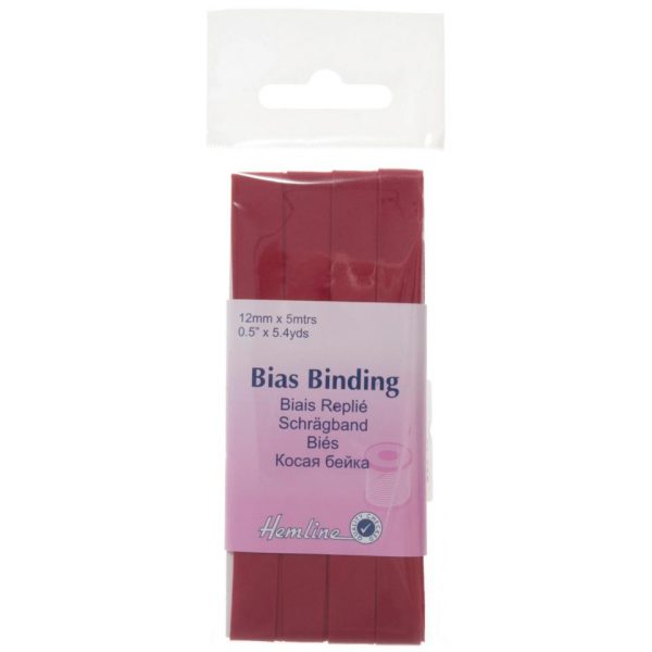 Trim: Bias Binding: Polycotton: 5m x 12mm: Wine