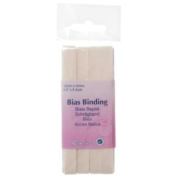 Trim: Bias Binding: Polycotton: 5m x 12mm: Cream