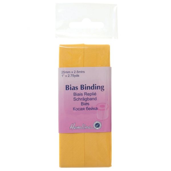 Trim: Bias Binding: Polycotton: 2.5m x 25mm: Lemon