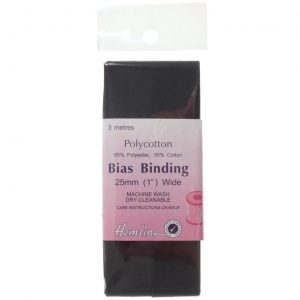 Trim: Bias Binding: Polycotton: 2.5m x 25mm: Black