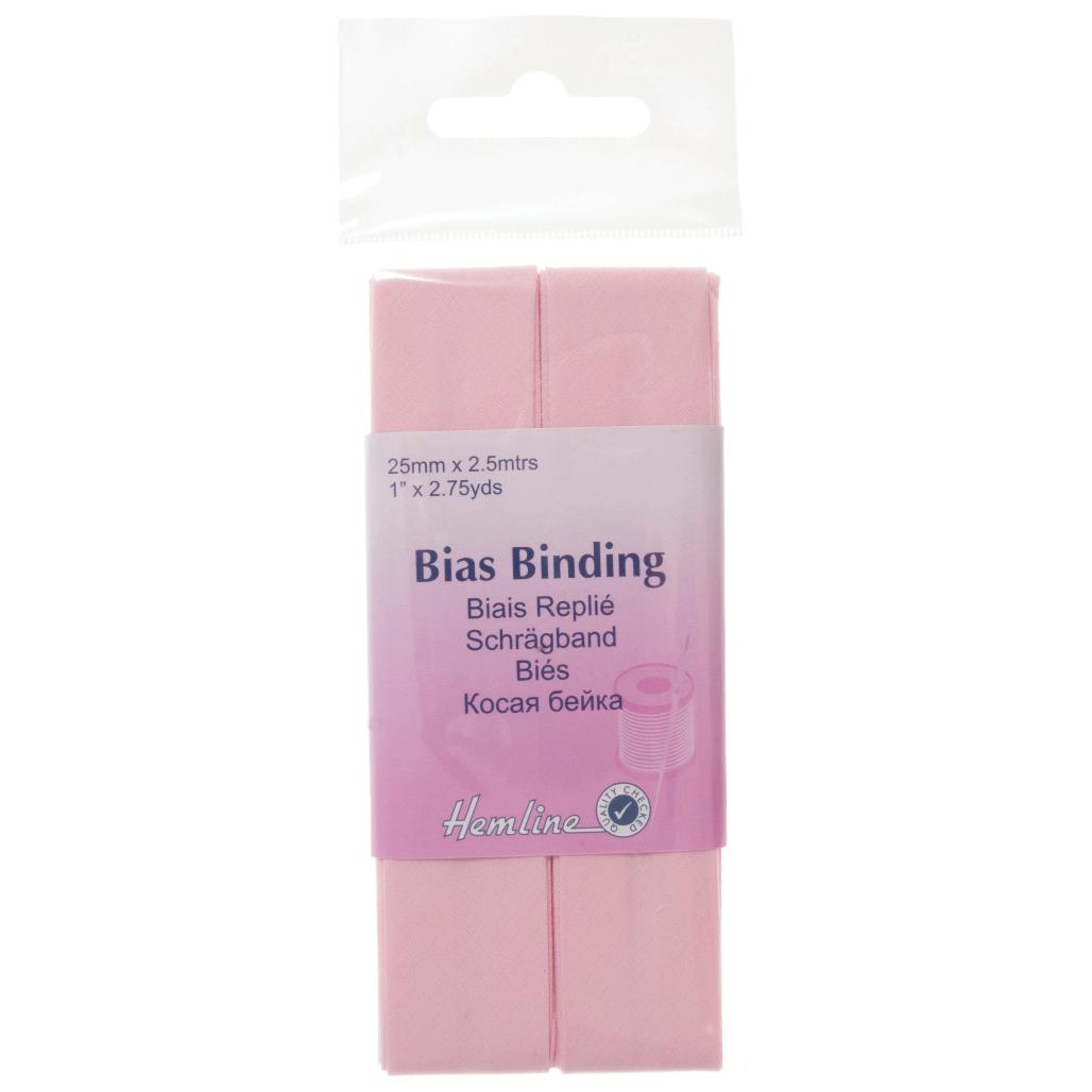 Trim: Bias Binding: Polycotton: 2.5m x 25mm: Baby Pink