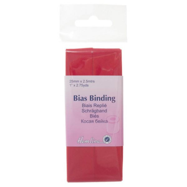 Trim: Bias Binding: Polycotton: 2.5m x 25mm: Red