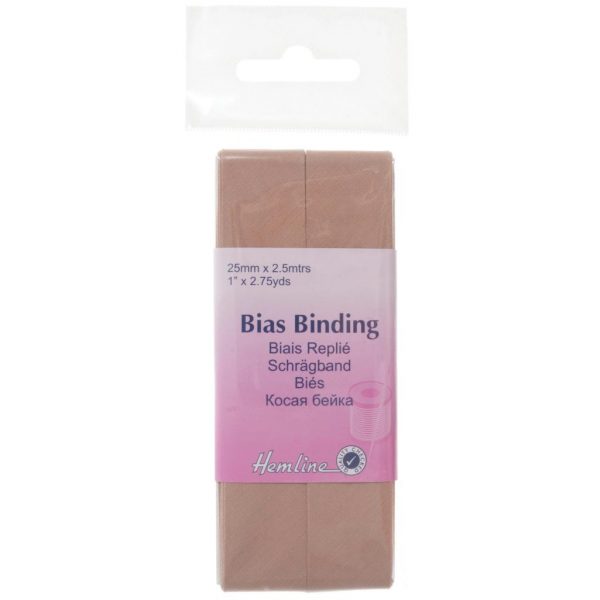 Trim: Bias Binding: Polycotton: 2.5m x 25mm: Fawn