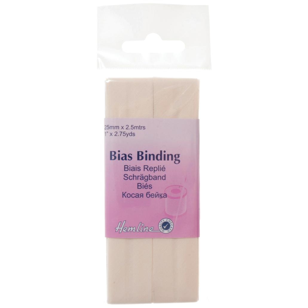 Trim: Bias Binding: Polycotton: 2.5m x 25mm: Mid Cream