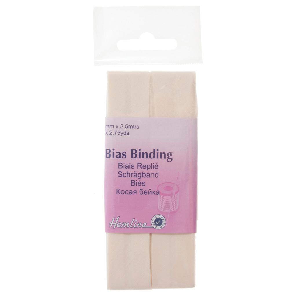 Trim: Bias Binding: Polycotton: 2.5m x 25mm: Cream