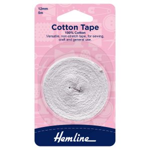 Cotton Tape: 5m x 12mm: White